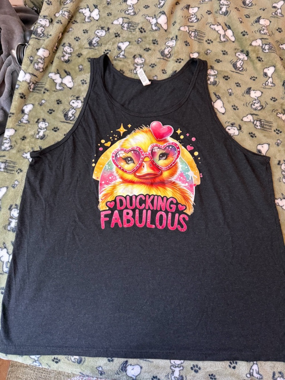 Bella Canvas Black Tank Top with Pink & Yellow Duck Graphic - "Ducking Fabulous"